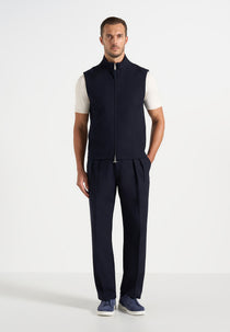 Levi - Zip-Through Wool-Blend Tailored Gilet - Dark Navy