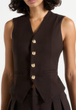 Christine - Tailored Cinched Suit Vest - Brown