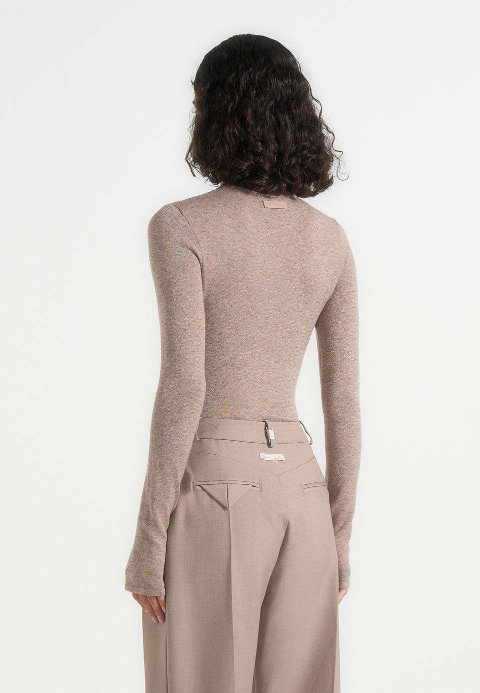Honor - Wool-Blend Turtleneck Knit Bodysuit - Taupe