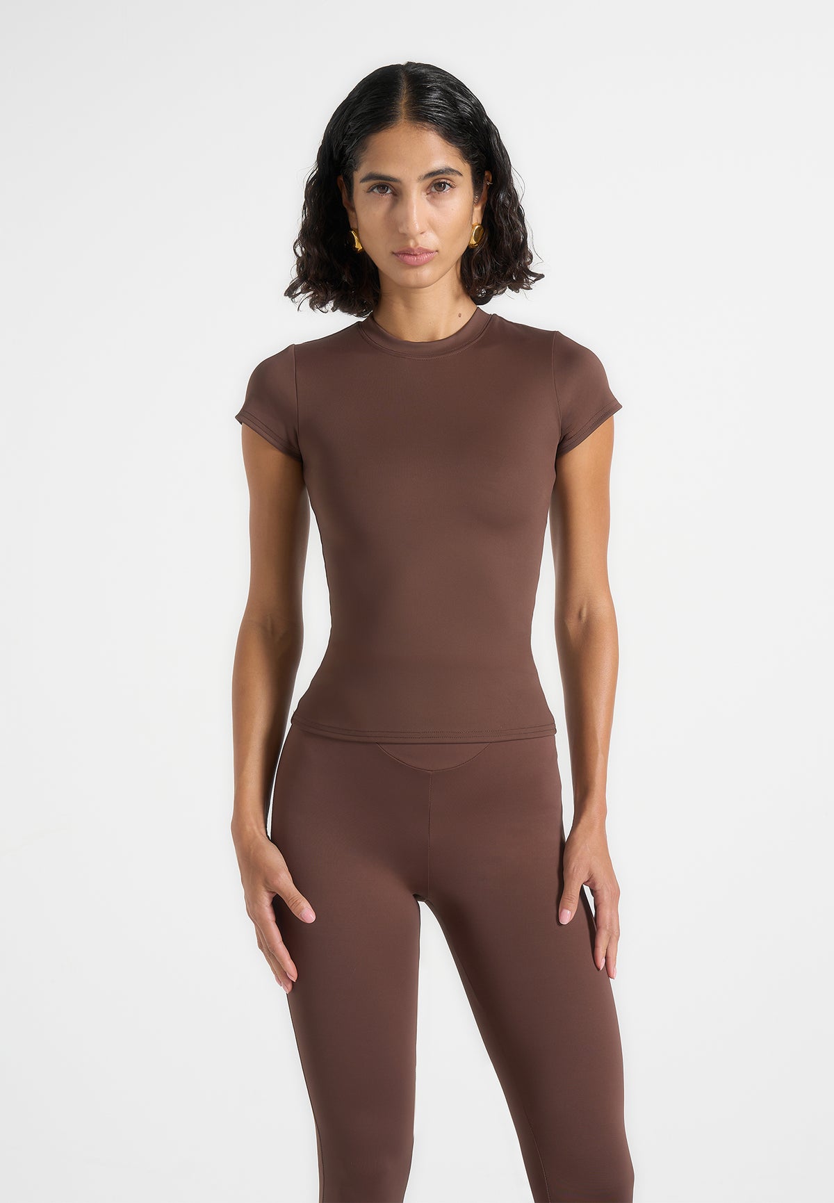 Wren - Cap Sleeve Baby Tee - Brown