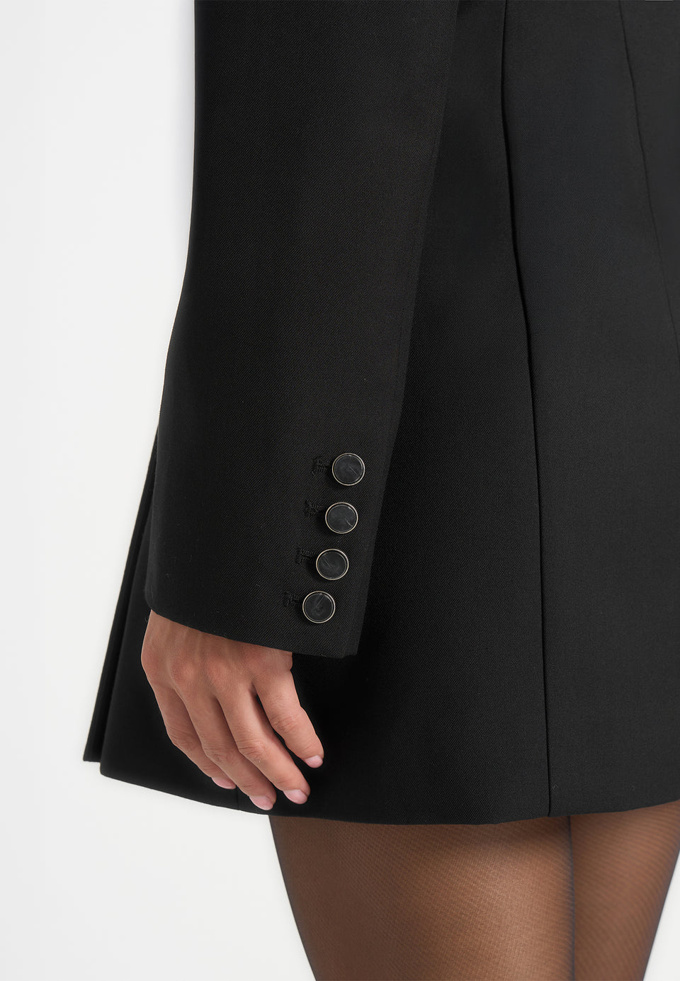 Yasmin - Asymmetric Ruched Blazer Mini Dress - Black