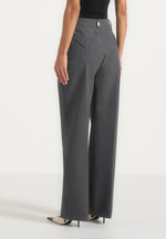 Julie - Tailored Twin Pleat Wool-Blend Pants - Grey