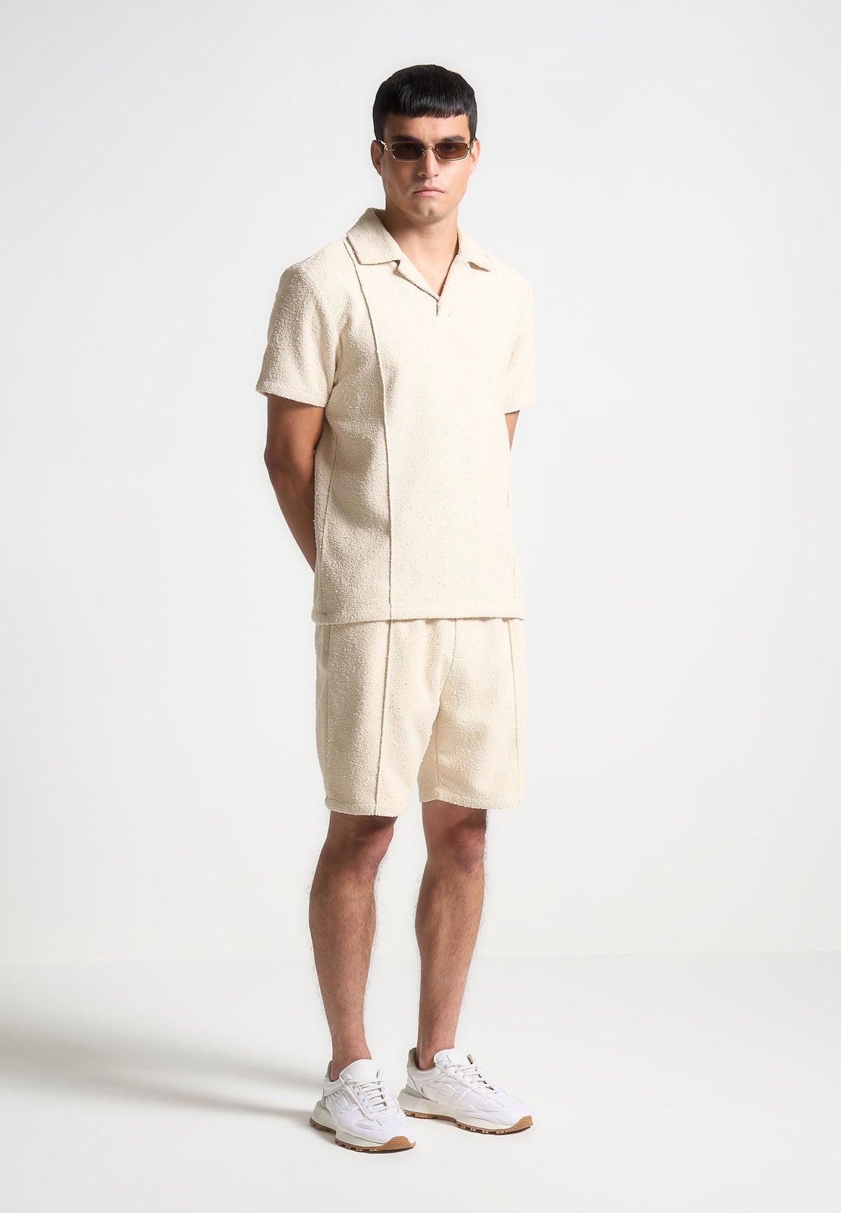 Boucle Pintuck Shorts - Beige