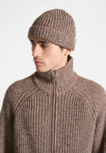 Speckled Wool Beanie Hat - Taupe