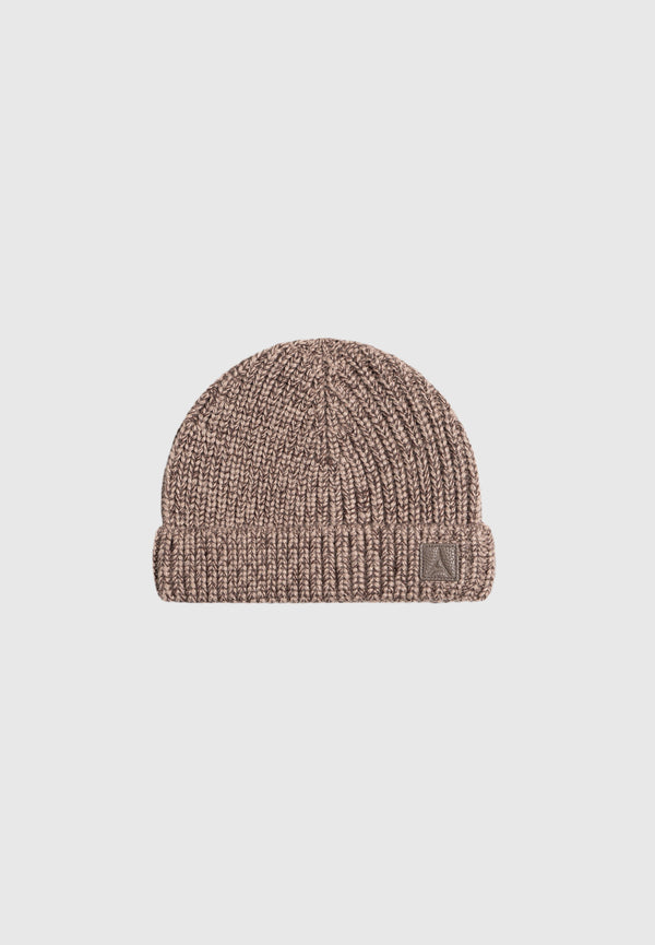 Aryel - Speckled Wool Beanie Hat - Taupe