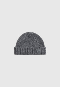 Tima - Brushed Wool Knit Beanie - Grey Marl