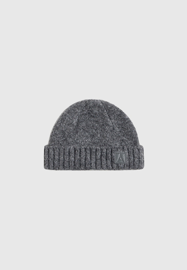 Tima - Brushed Wool Knit Beanie - Grey Marl