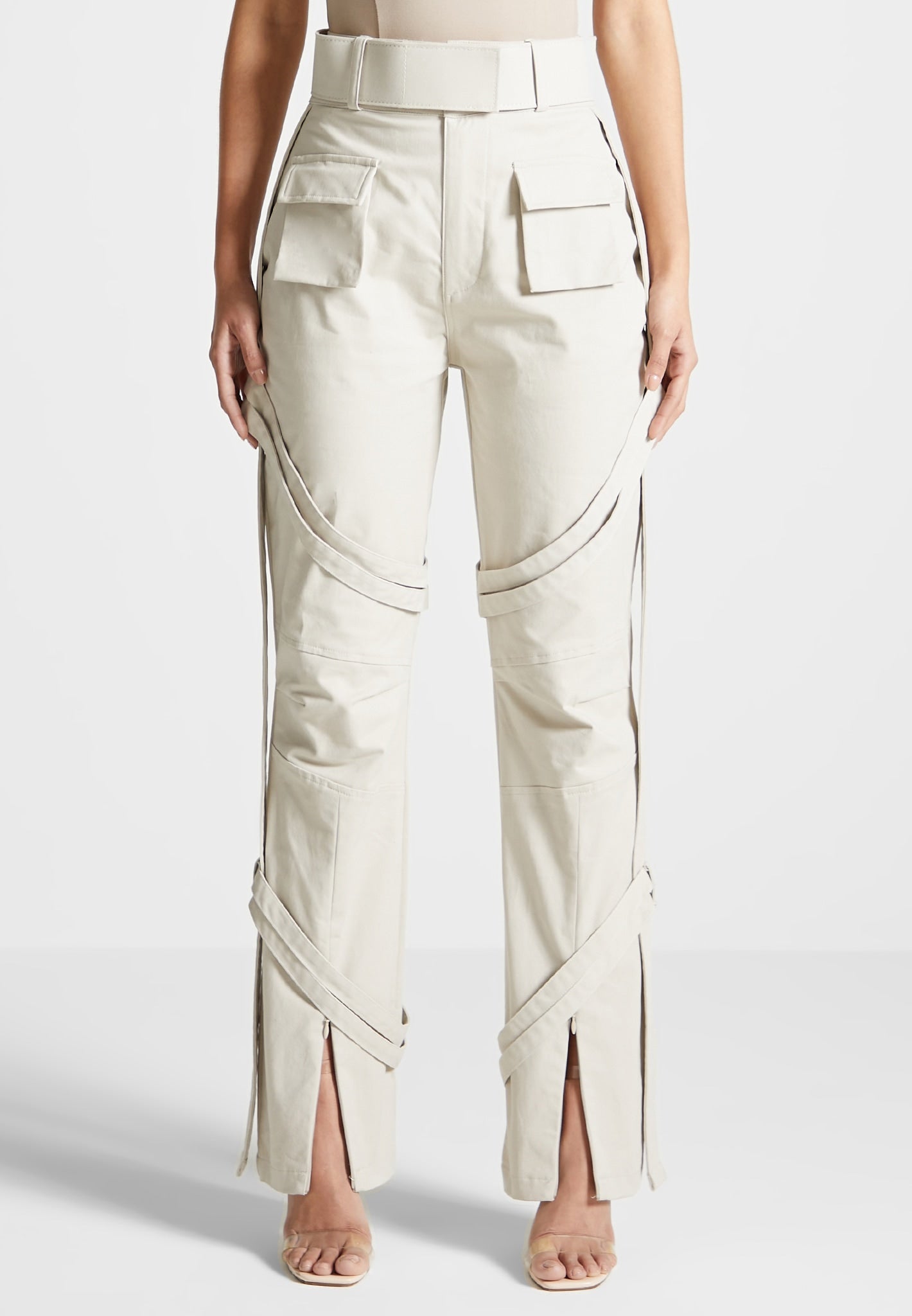 Pellie - Plain Contrast Trim Cropped Zip Jacket / Lettering Bodysuit Top /  Mid Waist Plain Wide Leg Cargo Pants