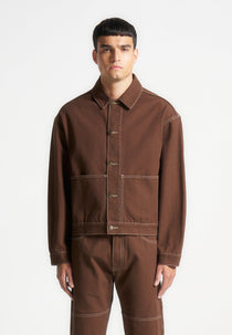 Contrast Stitch Carpenter Jacket - Brown
