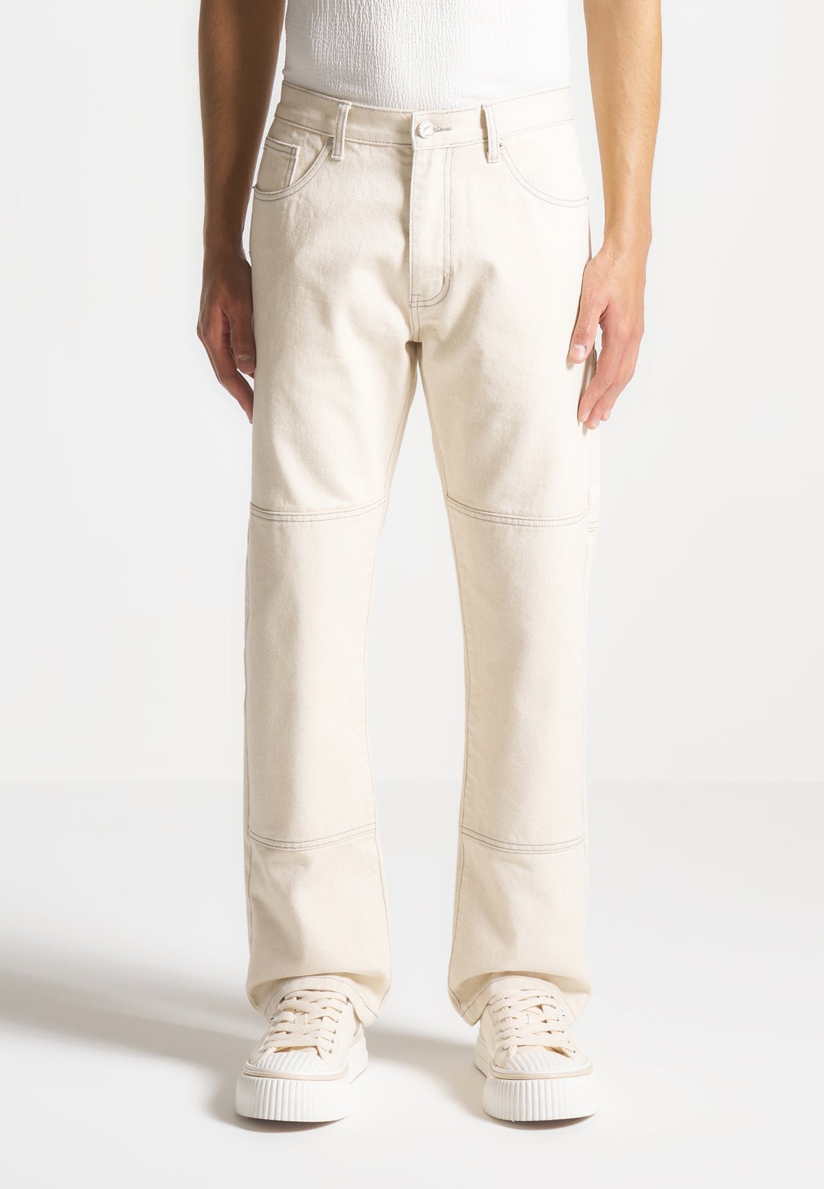 Contrast Stitch Carpenter Jean - Cream