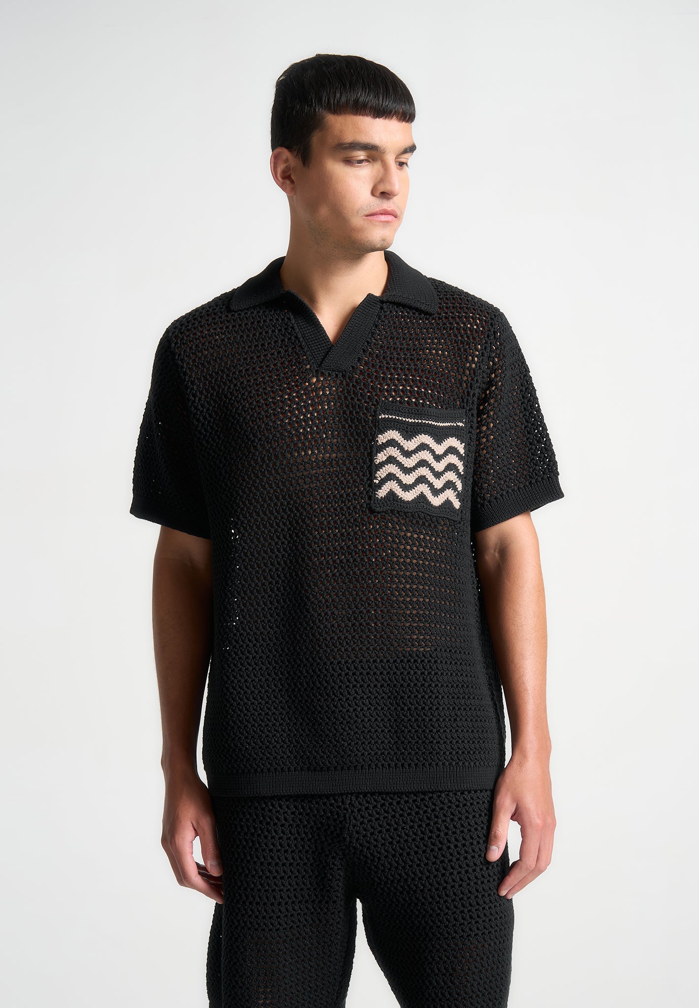 crochet-knit-polo-shirt-black