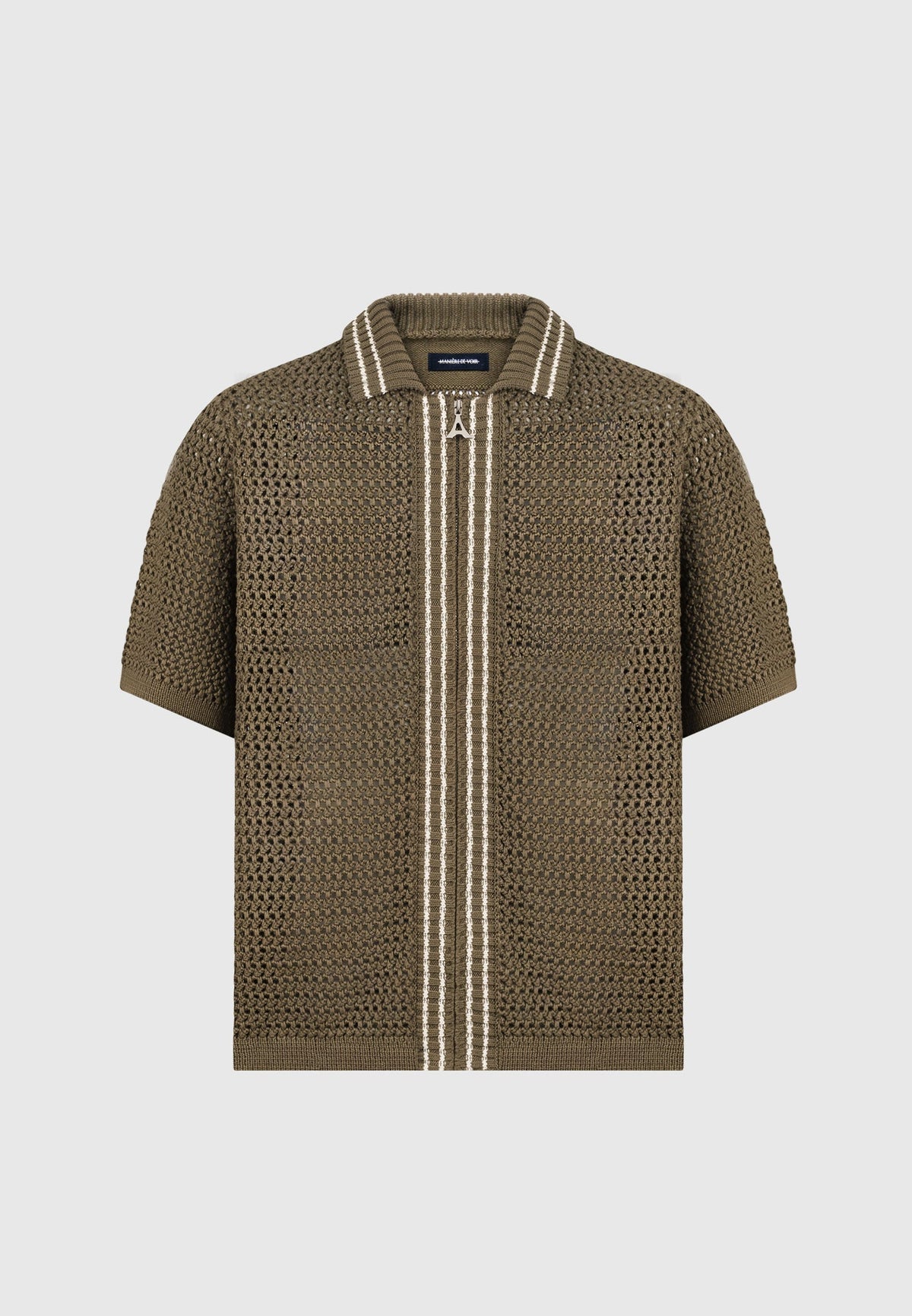 crochet-knit-stripe-zip-shirt-khaki