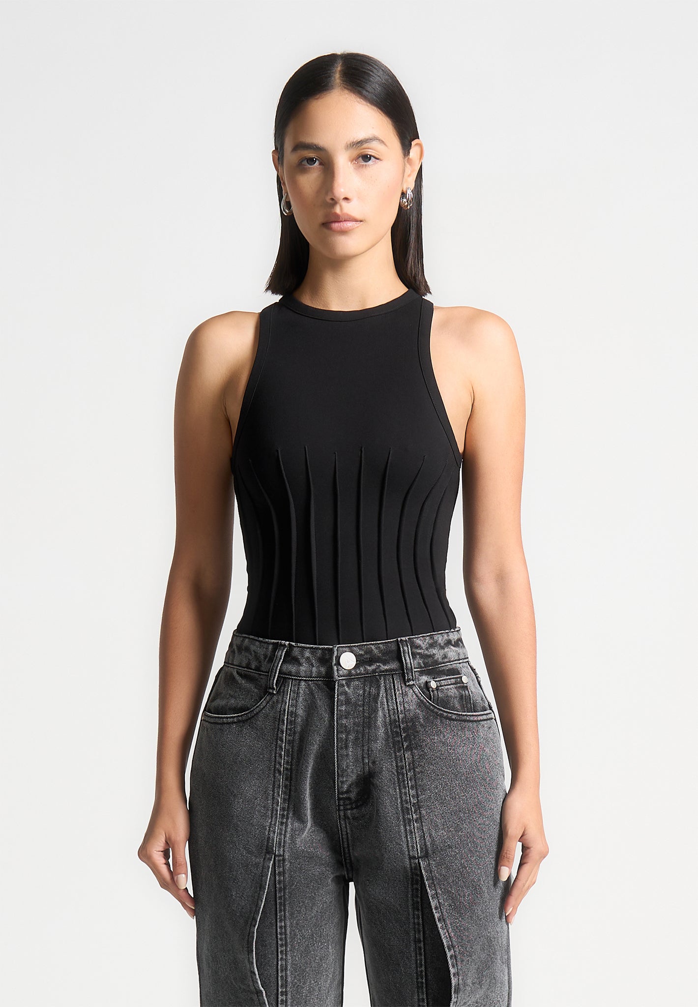 contour-pleated-racer-bodysuit-black