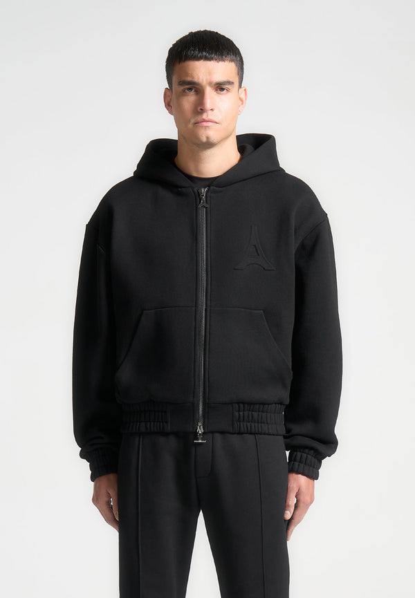 Kevin - Embossed Zip Hoodie - Black