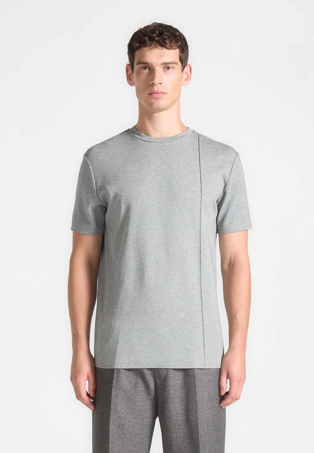 T-shirt en coton Slim Fit Slim avec Pintuck - Gray