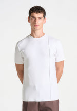 T-shirt en coton Slim Fit Slim avec Pintuck - blanc