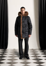 Fur Lined Parka Jacket - Black