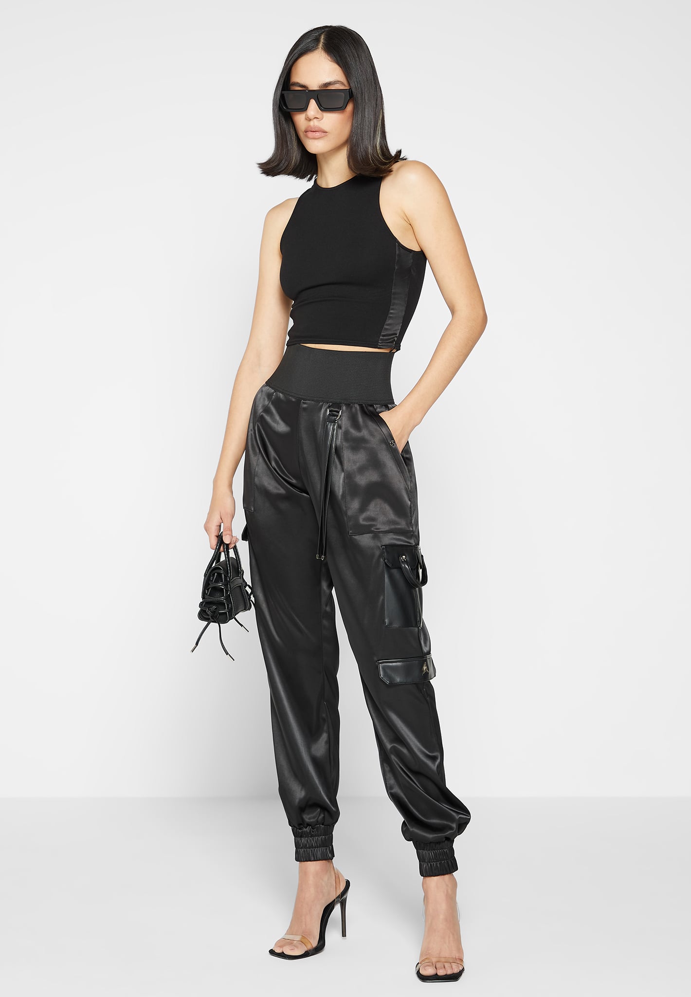 Casual Cargo Pants for Women High Rise Silky Satin Cargo Pant for Daily  Wear Holiday Shopping Vacation S Black