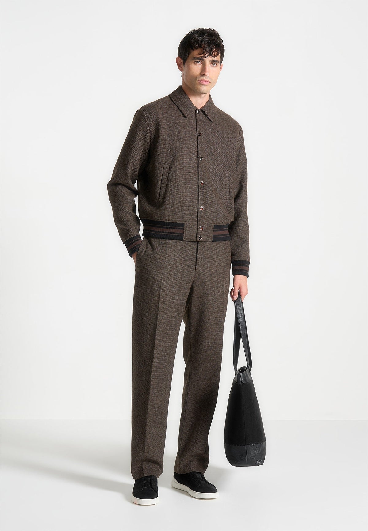 Gregoire - Houndstooth Wool-Blend Jacket - Brown