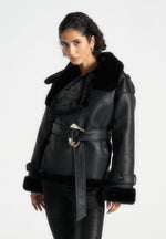 leather-and-plush-wrap-belted-jacket-black