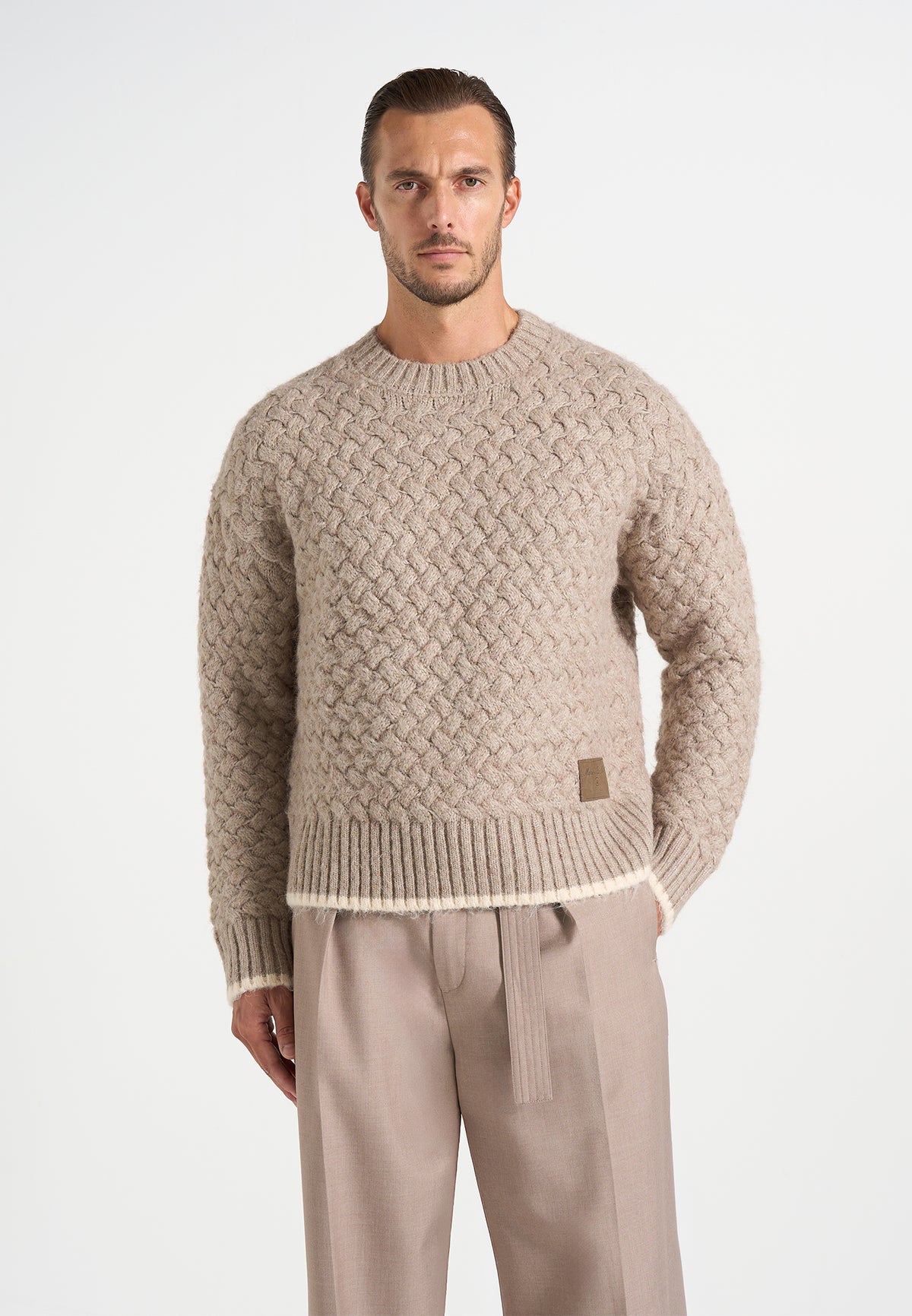 Soren - Waffle Knit Sweater - Beige