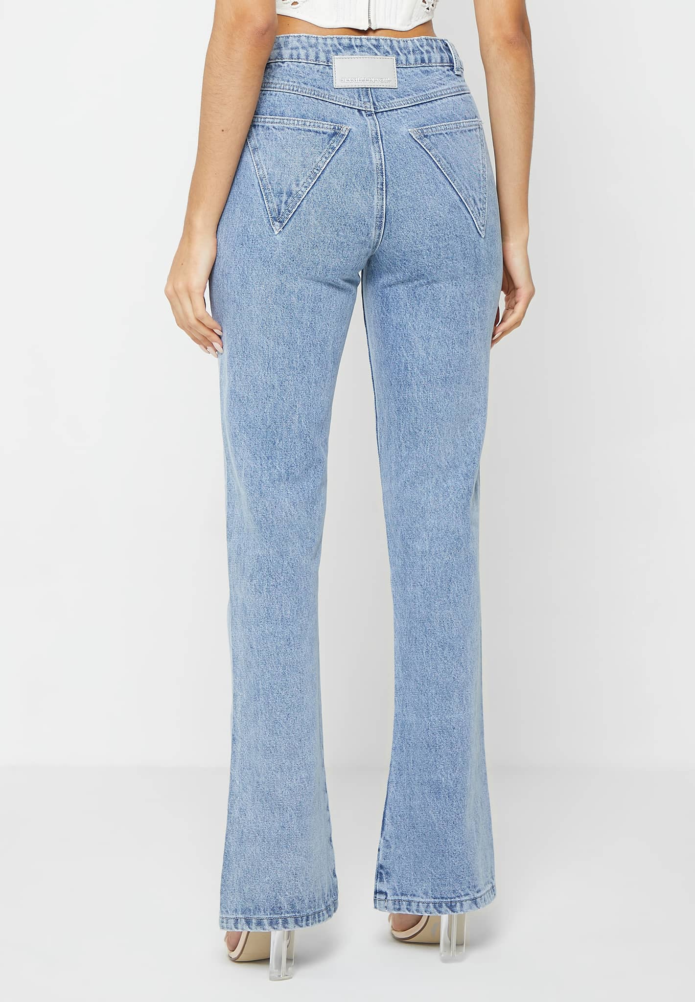 Mid Rise Flared Jeans - Mid Blue
