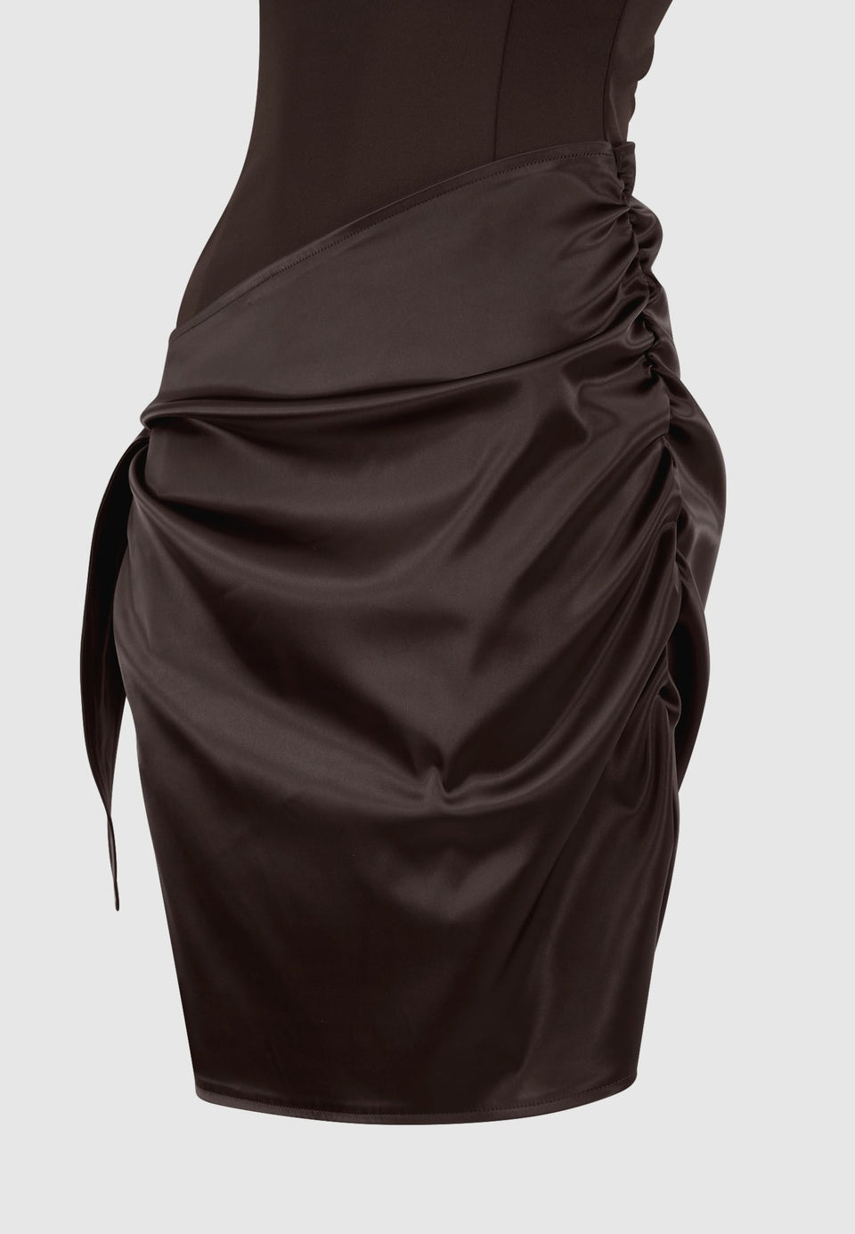neoprene-and-satin-wrap-bodycon-dress-brown