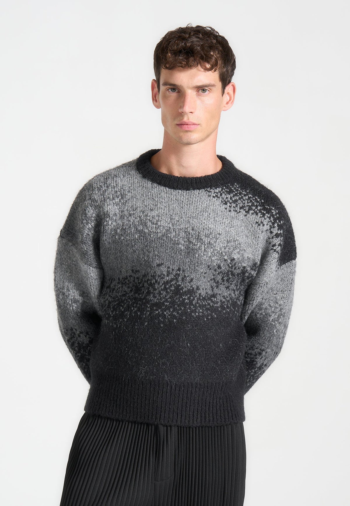 Yani - Ombre Wool Crewneck Sweater - Grey