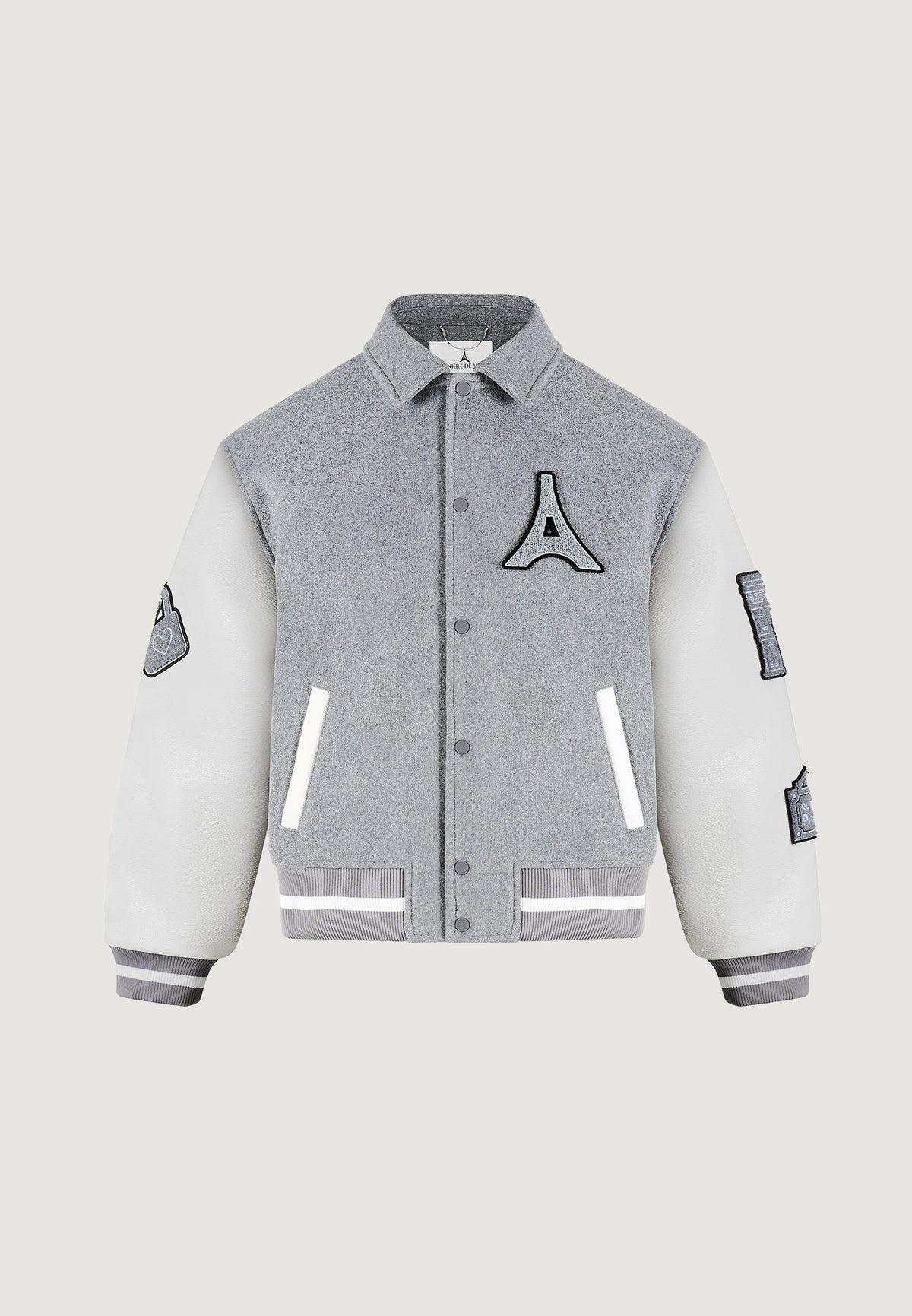Mona Lisa - Wool-Blend Varsity Jacket - Grey