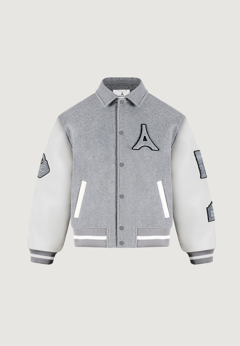 Mona Lisa - Wool-Blend Varsity Jacket - Grey