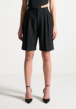 pinstripe-tailored-city-shorts-black