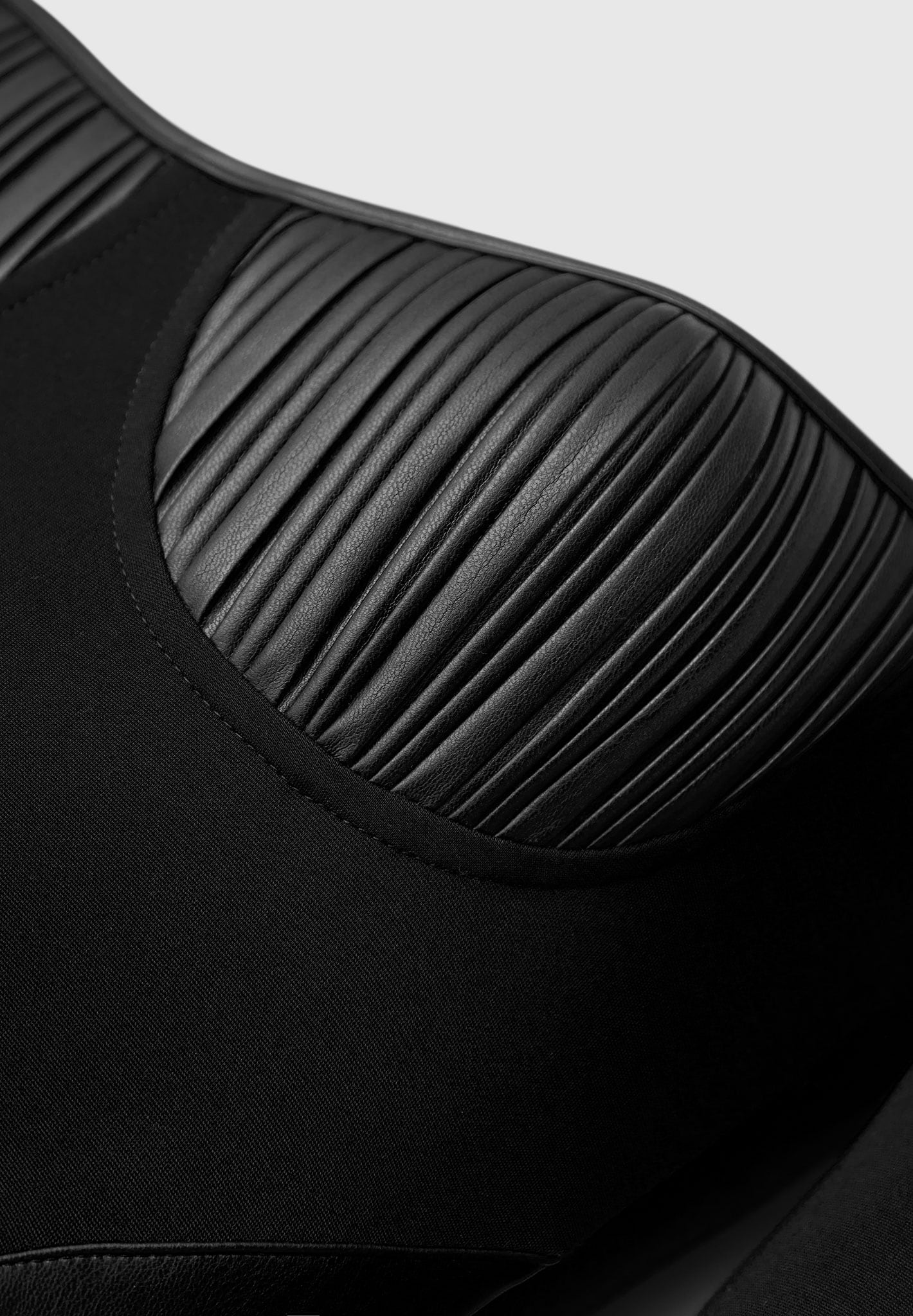pleated-vegan-leather-bandage-playsuit-black
