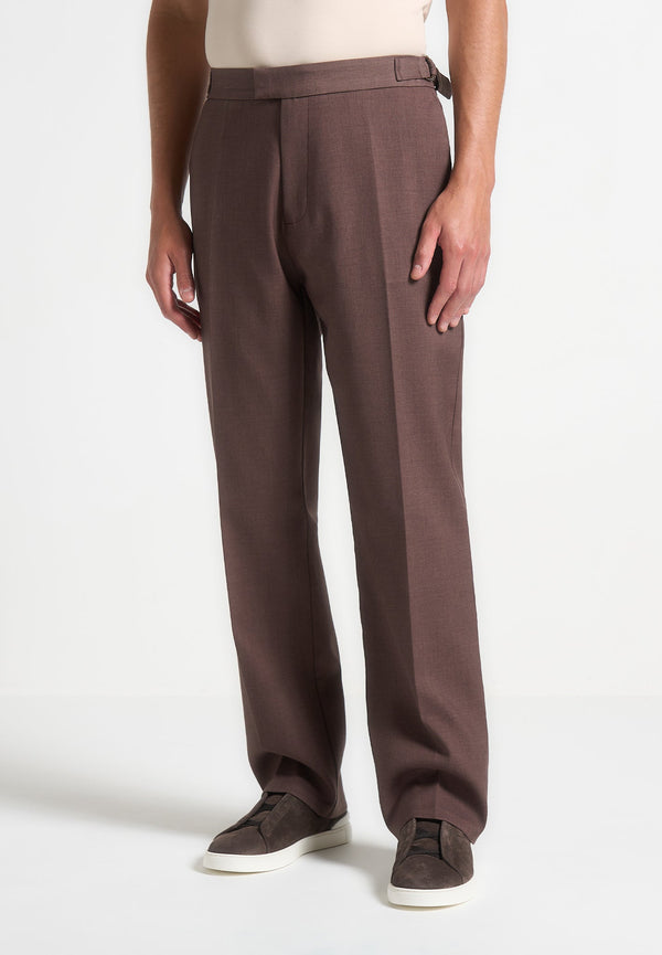 Joseph - Regular Fit Twill Pleated Tailored Trousers - Brown