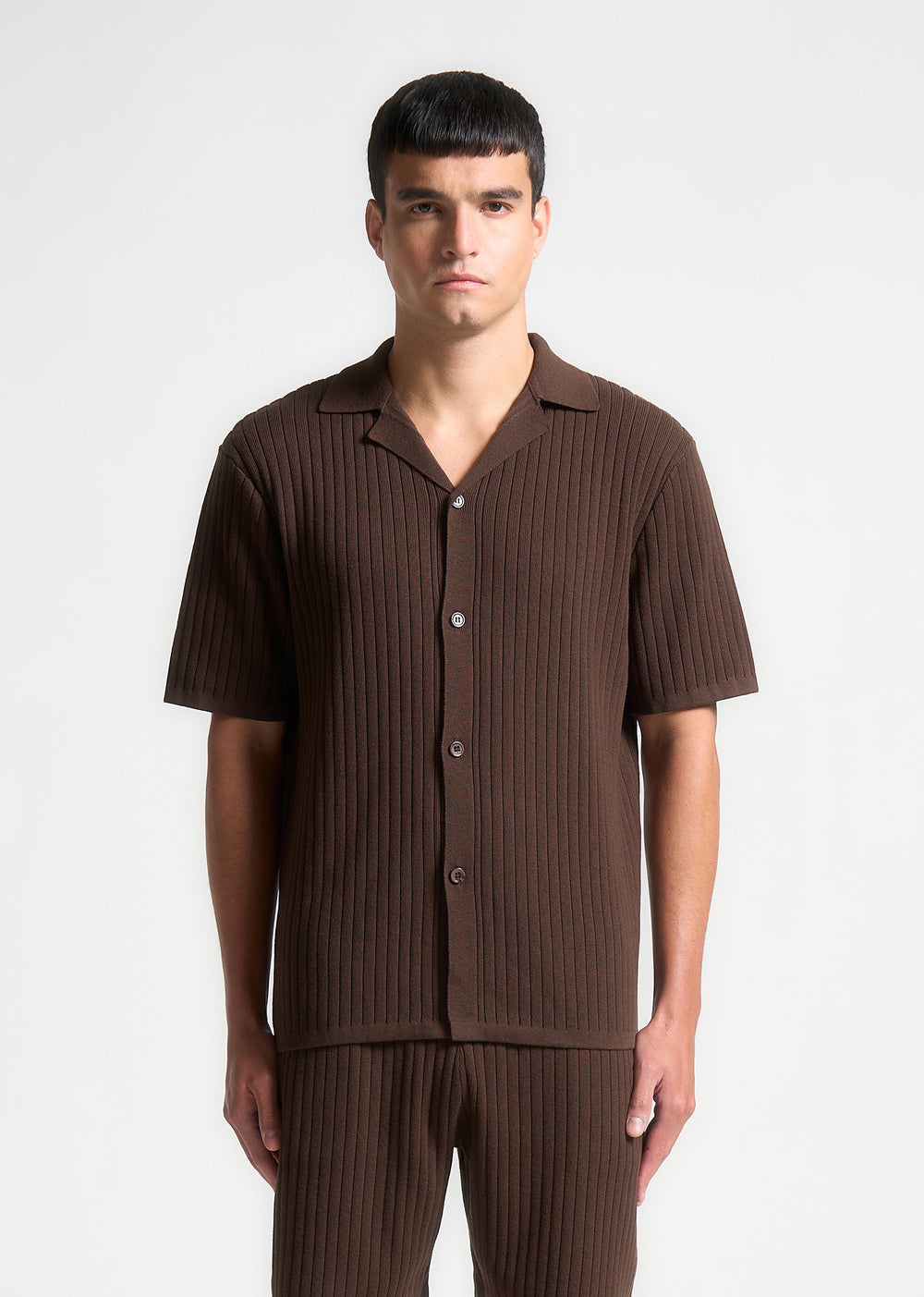 ribbed-knit-revere-shirt-brown