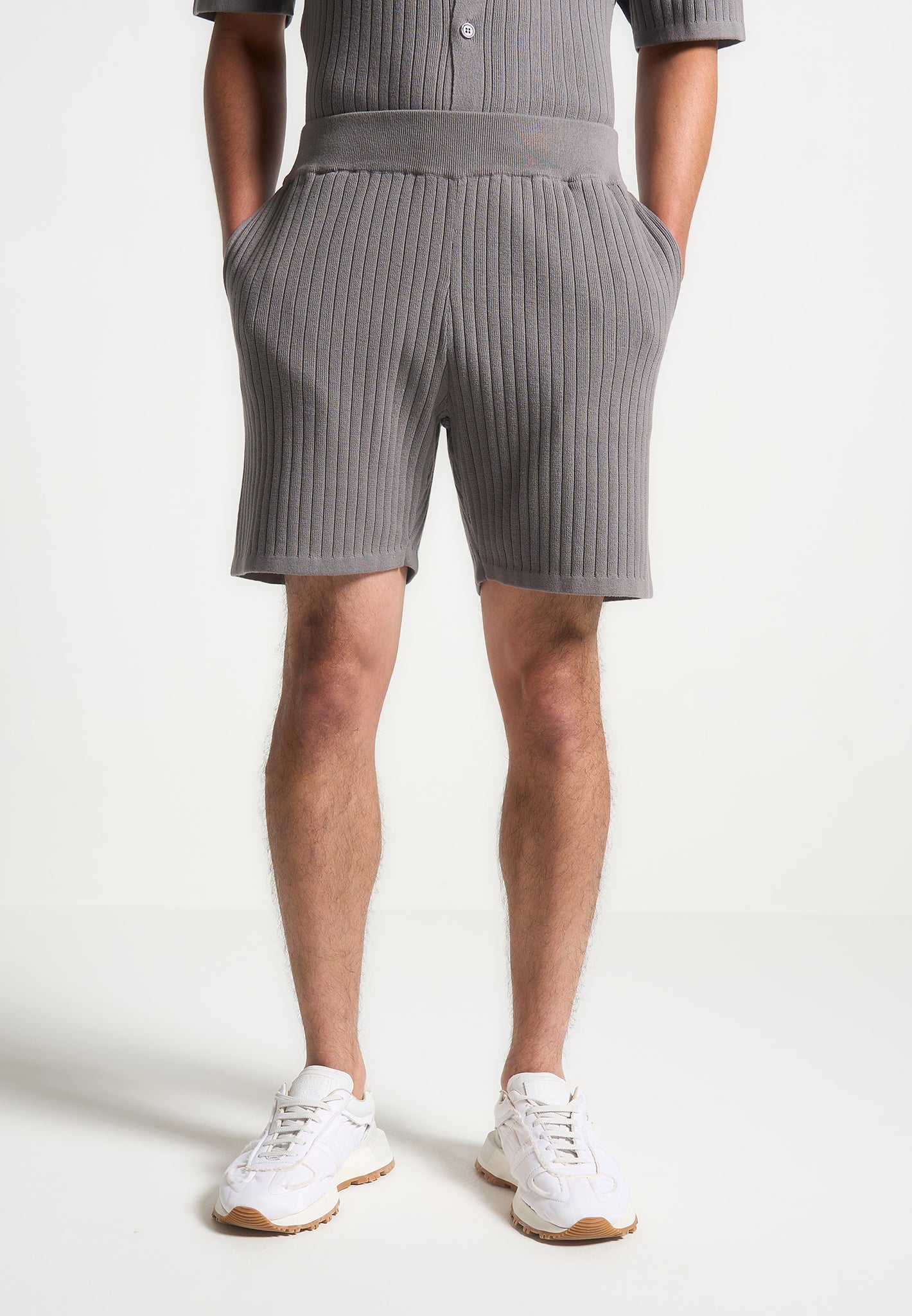 ribbed-knit-shorts-grey