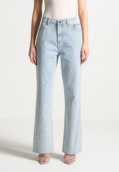 scattered-rhinestone-straight-leg-jeans-bleach-wash