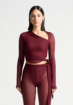 ribbed-sheer-top-with-tie-wine-red