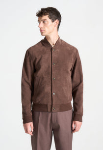 Suede Bomber Jacket - Brown