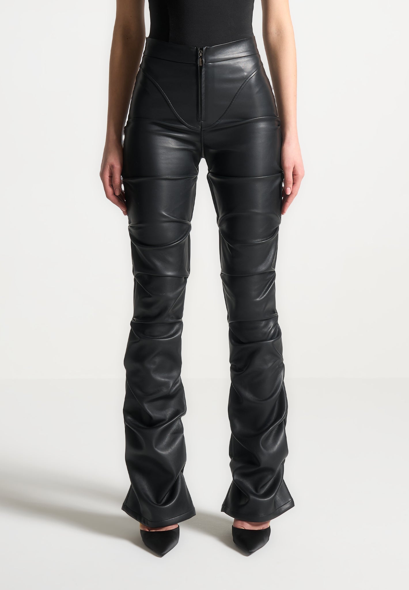 【FREY】FORM PANTS/Leather black Justina Faux Leather Pants Black | Garage