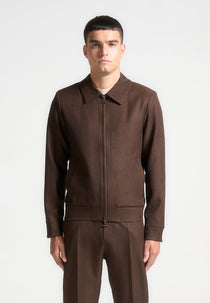 Roger - Tailored Harrington Jacket - Brown