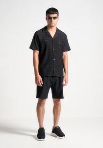Textured Raglan Shirt - Black