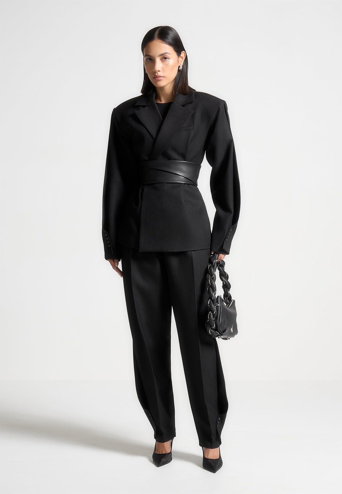 Sophie - Twist Leg Tailored Pants - Black