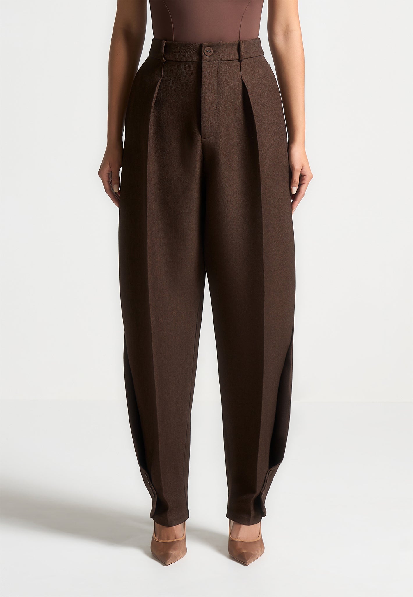 twist-leg-tailored-trousers-brown