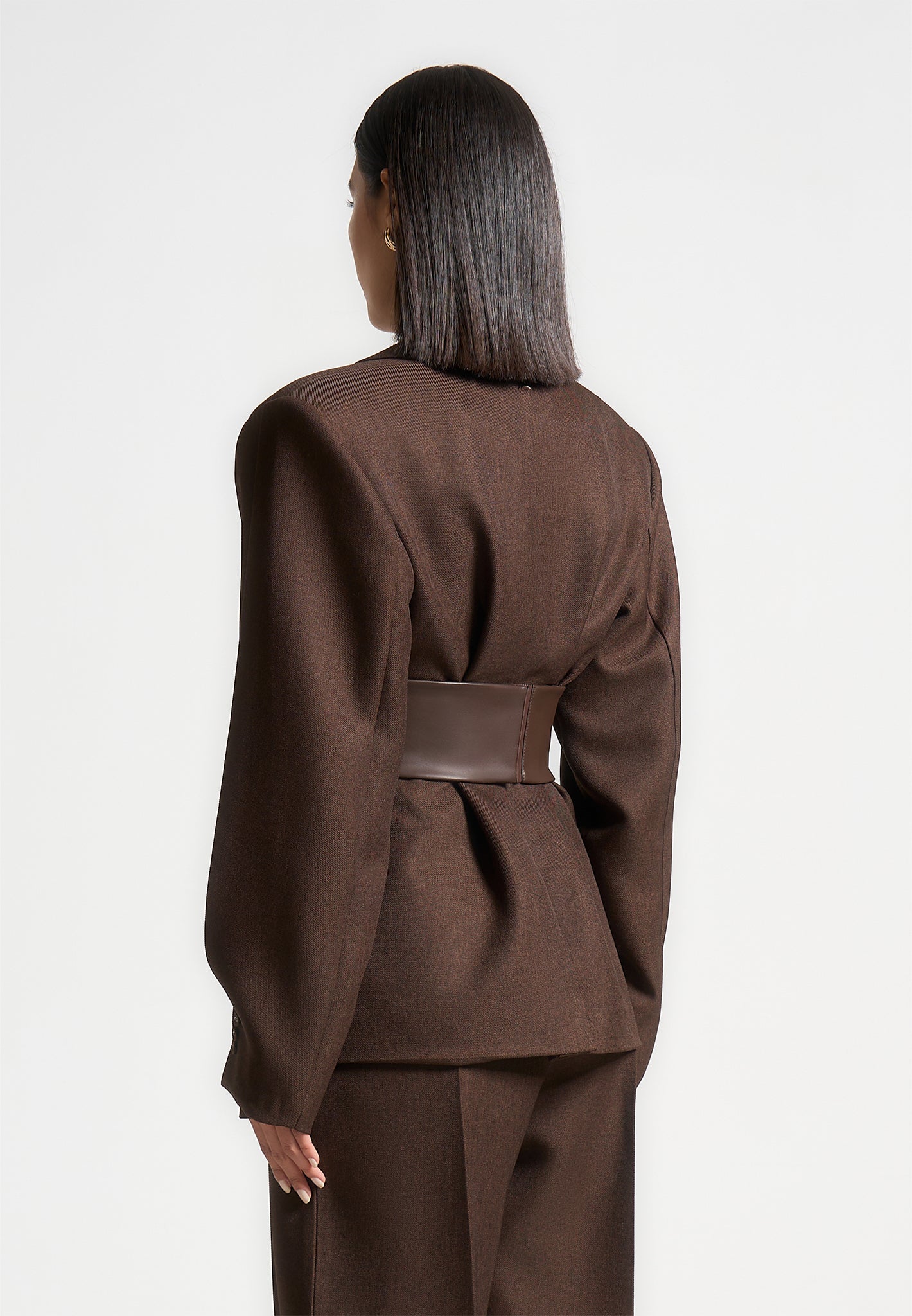 twist-sleeve-tailored-blazer-with-belt-brown