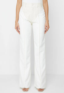 Leather & Woven Trousers - Off White