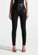 vegan-suede-buckle-detail-leggings-black