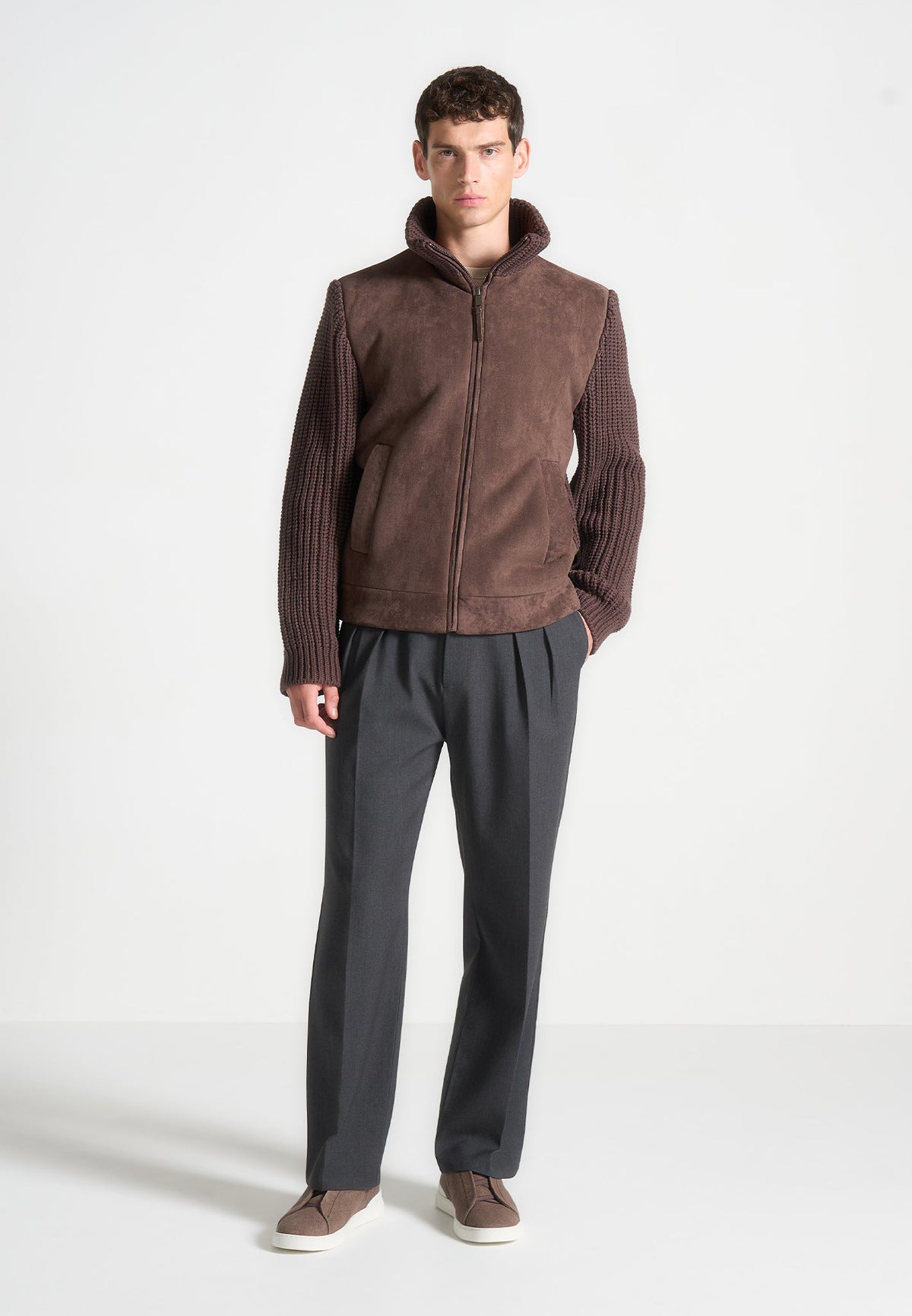 Timothee - Suede & Knit Jacket - Brown