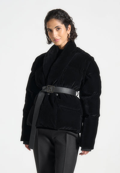 taya-velvet-wrap-belted-puffer-jacket-black