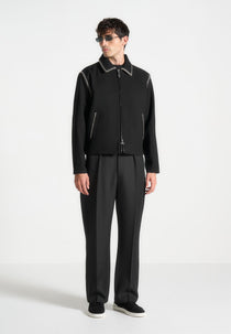 Alex - Whipstitch Twill Boxy Jacket - Black