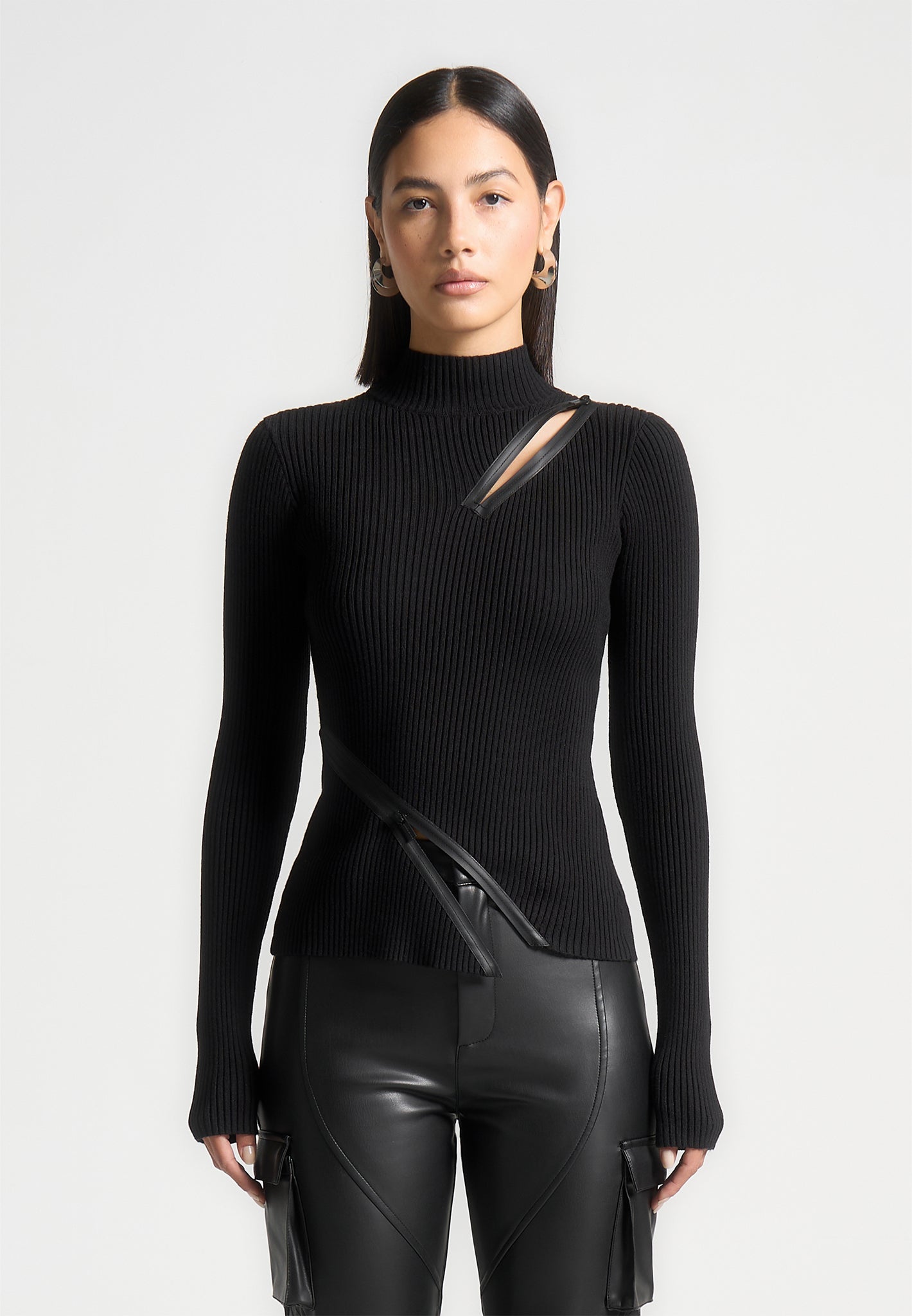 zip-detail-ribbed-high-neck-top-black